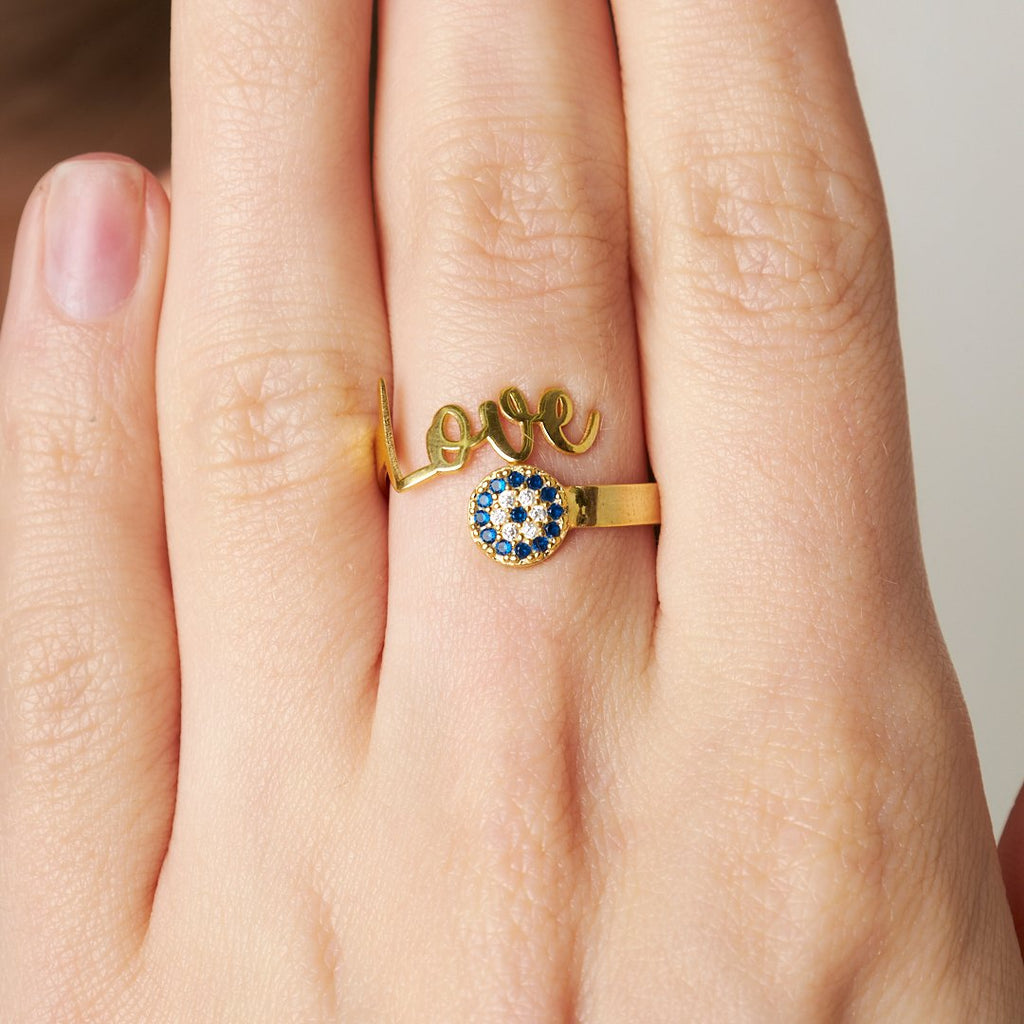 Nazarlı Love Yüzük - 925 GÜMÜŞ