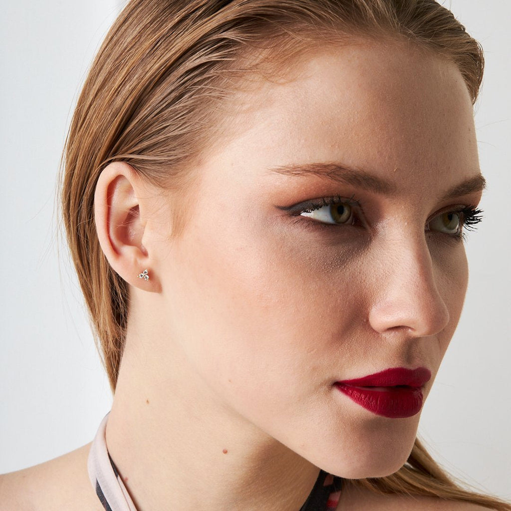 Üç Taşlı Piercing - 925 GÜMÜŞ