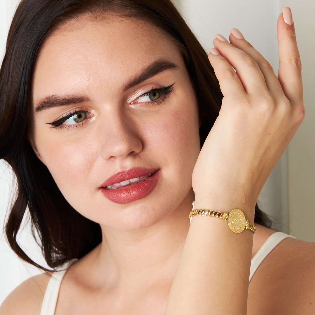 Monogram Oval Zincir Bileklik - 925 GÜMÜŞ