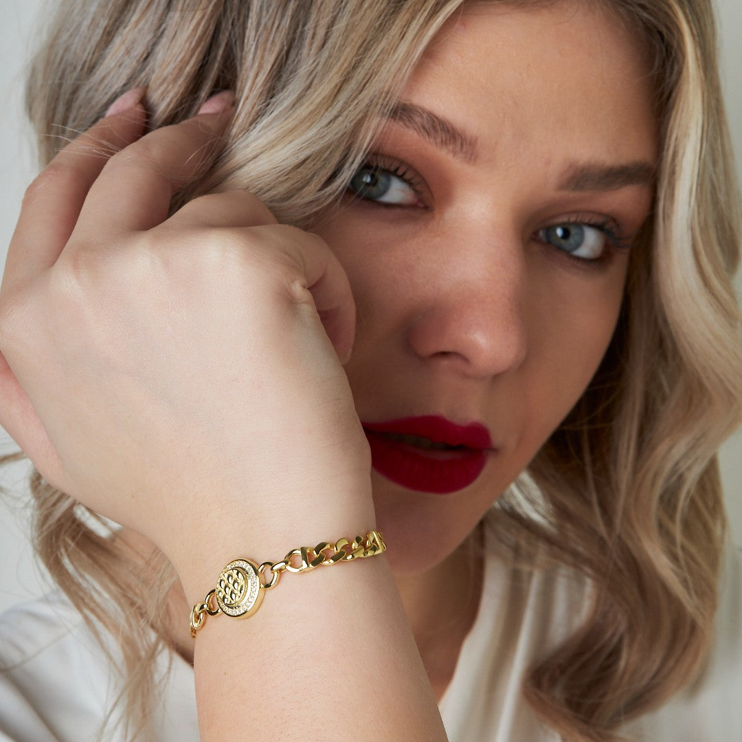 Yuvarlak İki Zincirli Model Bileklik - 925 GÜMÜŞ