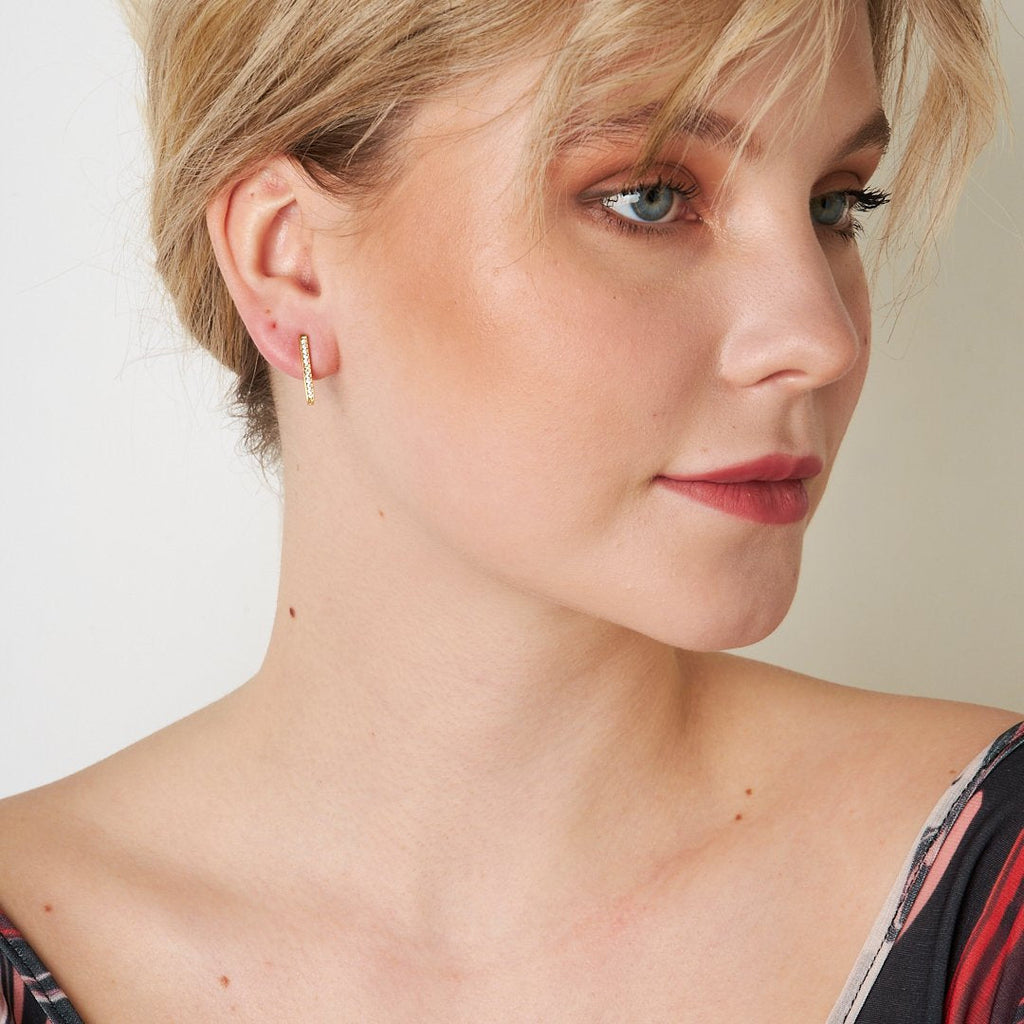 Dikdörtgen Zirkon Taşlı Küpe - 925 GÜMÜŞ