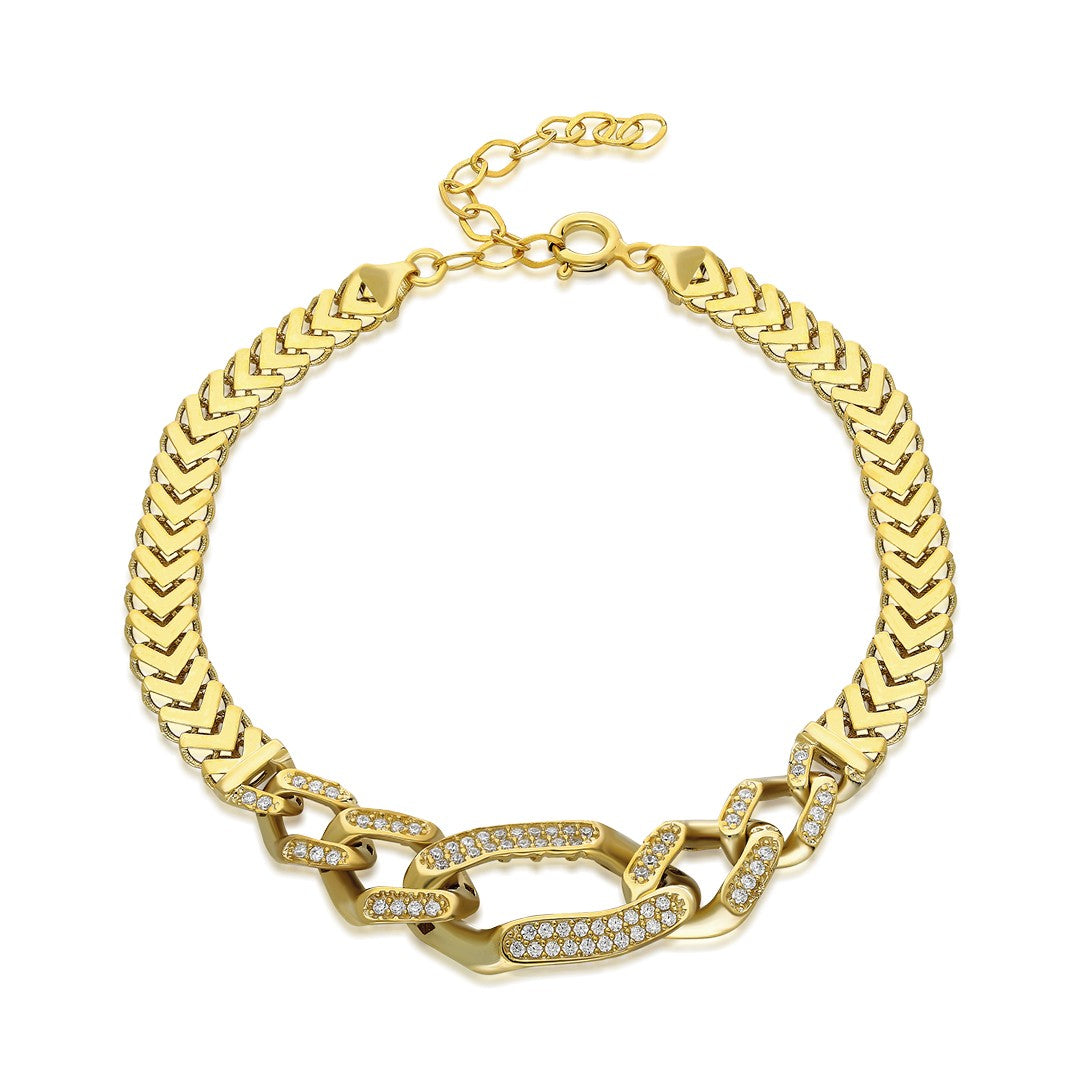 Taşlı Zincir Bileklik - 925 GÜMÜŞ