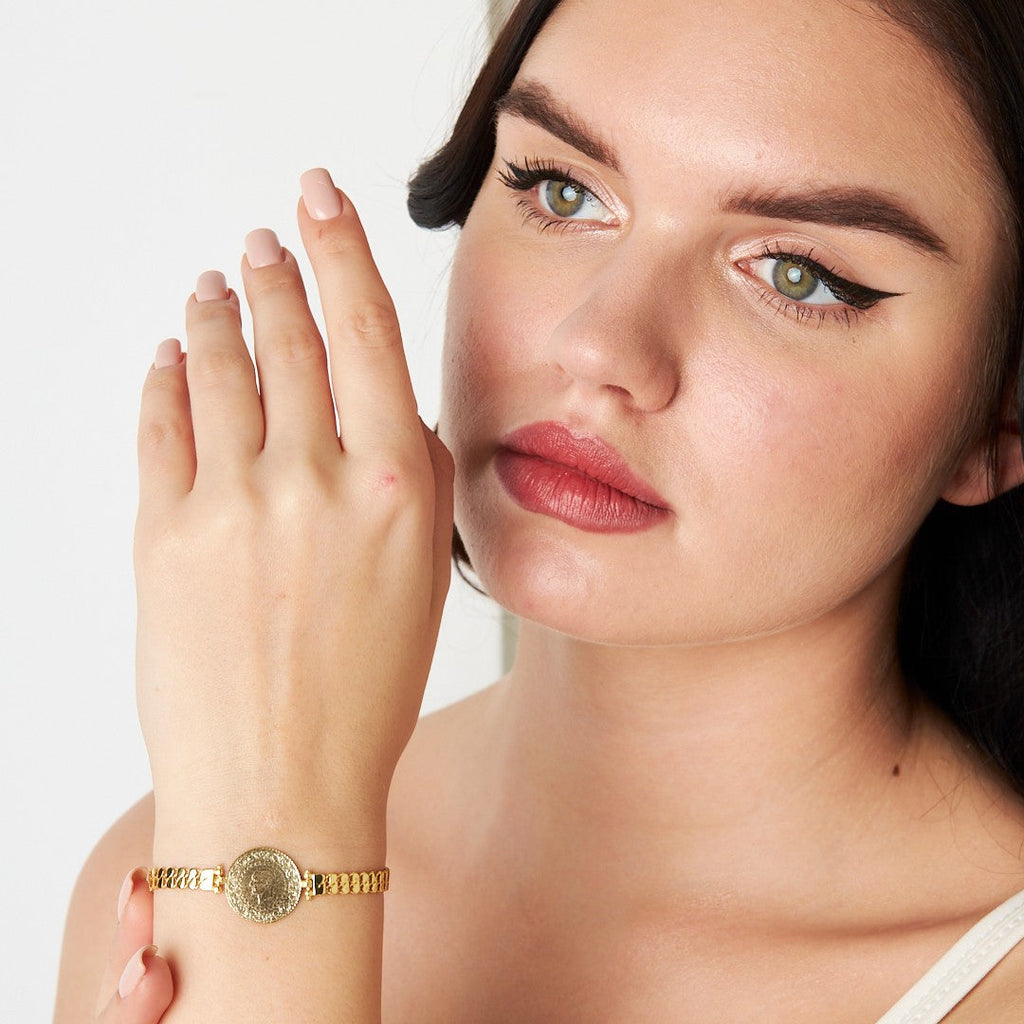 Çeyrek Daireli Çift Sıralı Zincir Bileklik - 925 GÜMÜŞ