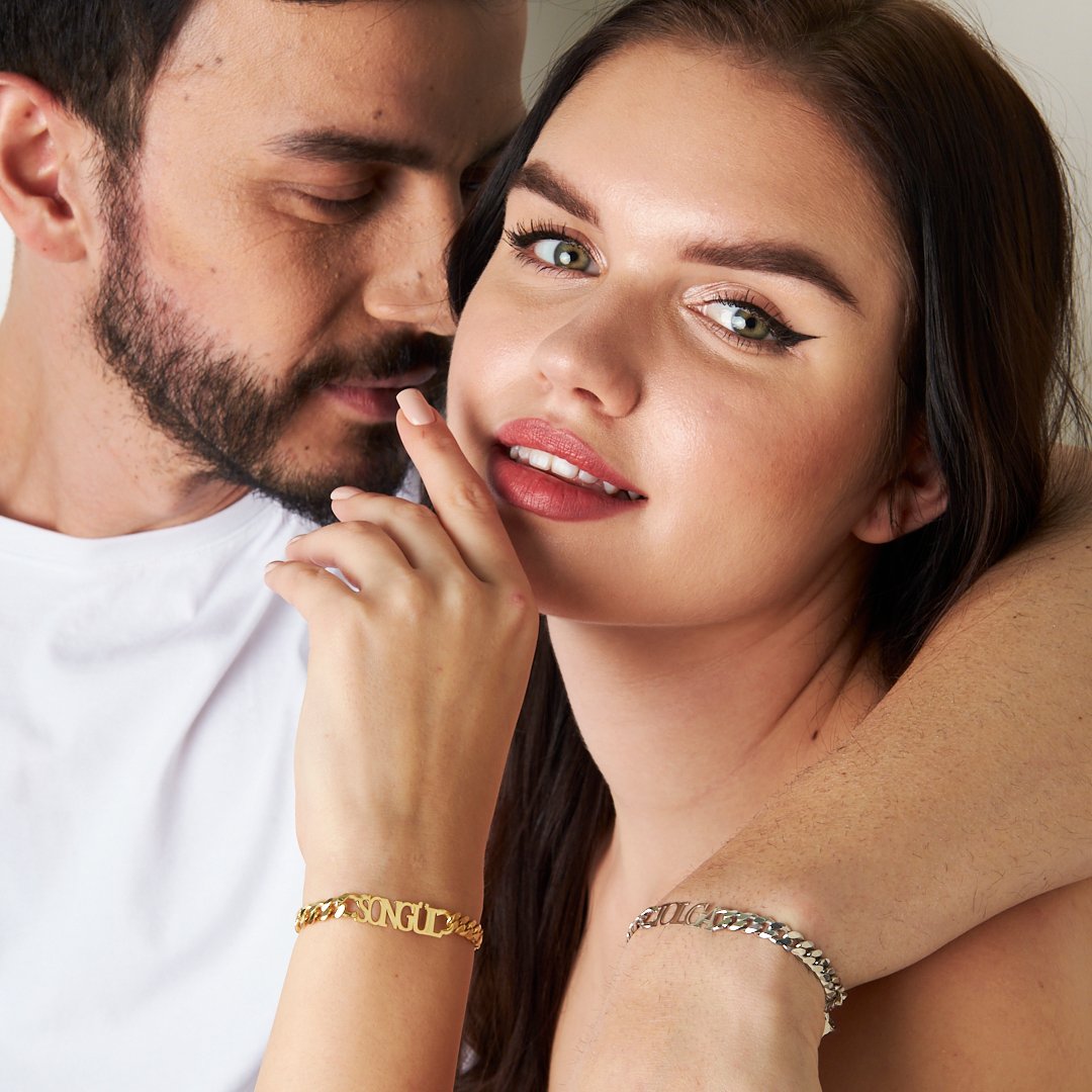 Küba Zincir İsimli Bileklik Seti - 925 GÜMÜŞ