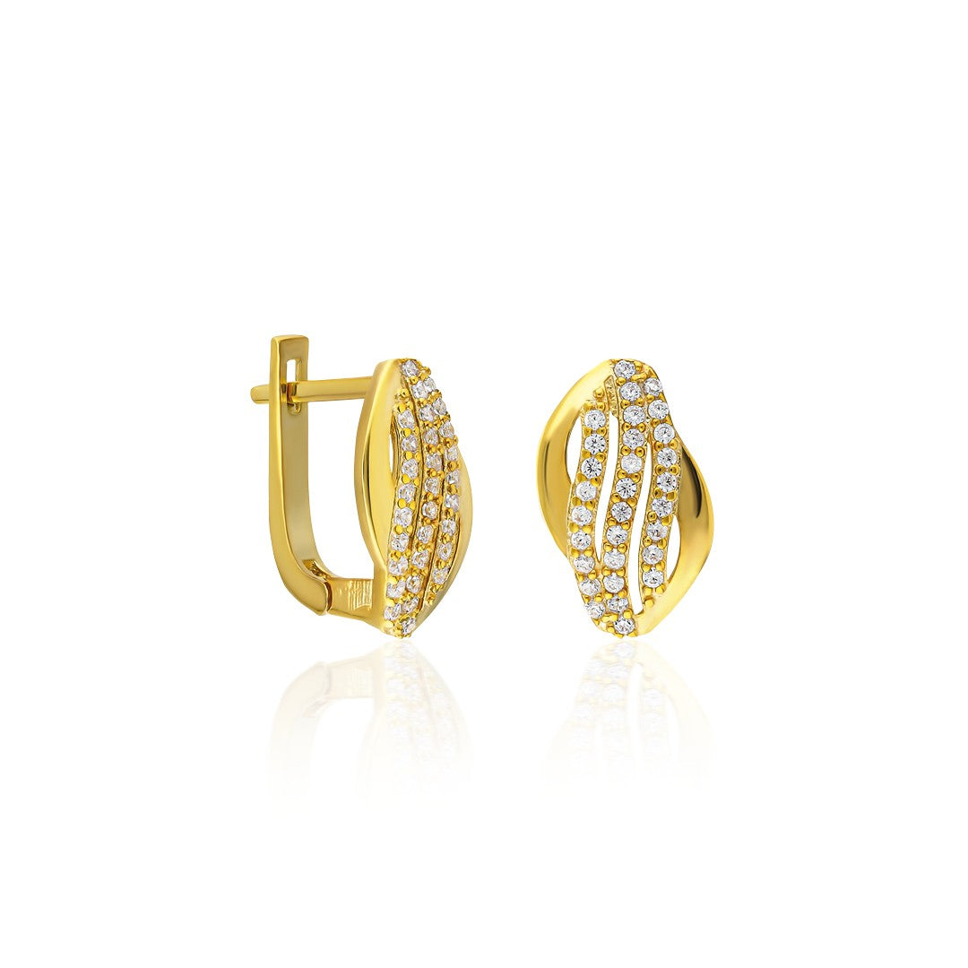 Üç Sıra Taşlı Küpe - 925 GÜMÜŞ