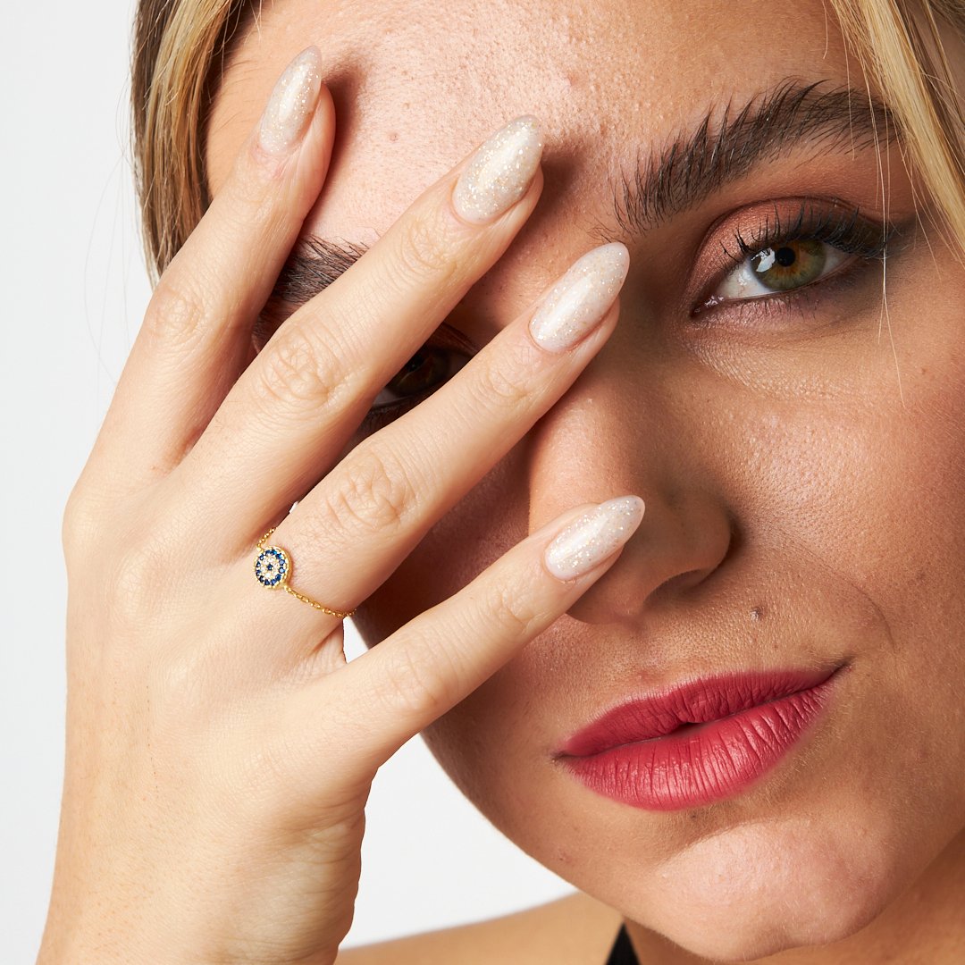 Asansörlü Nazar Yüzük - 925 GÜMÜŞ