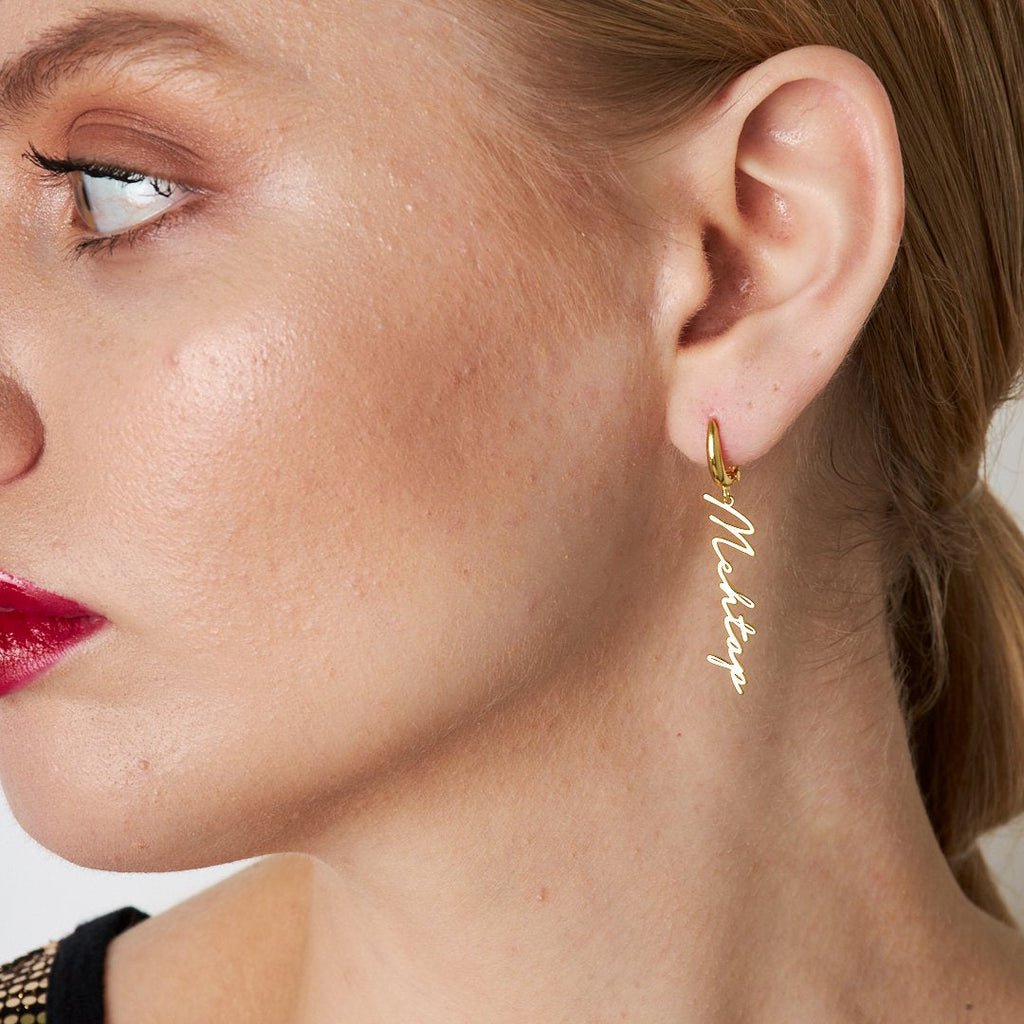 İmzalı İsim küpe - 925 GÜMÜŞ