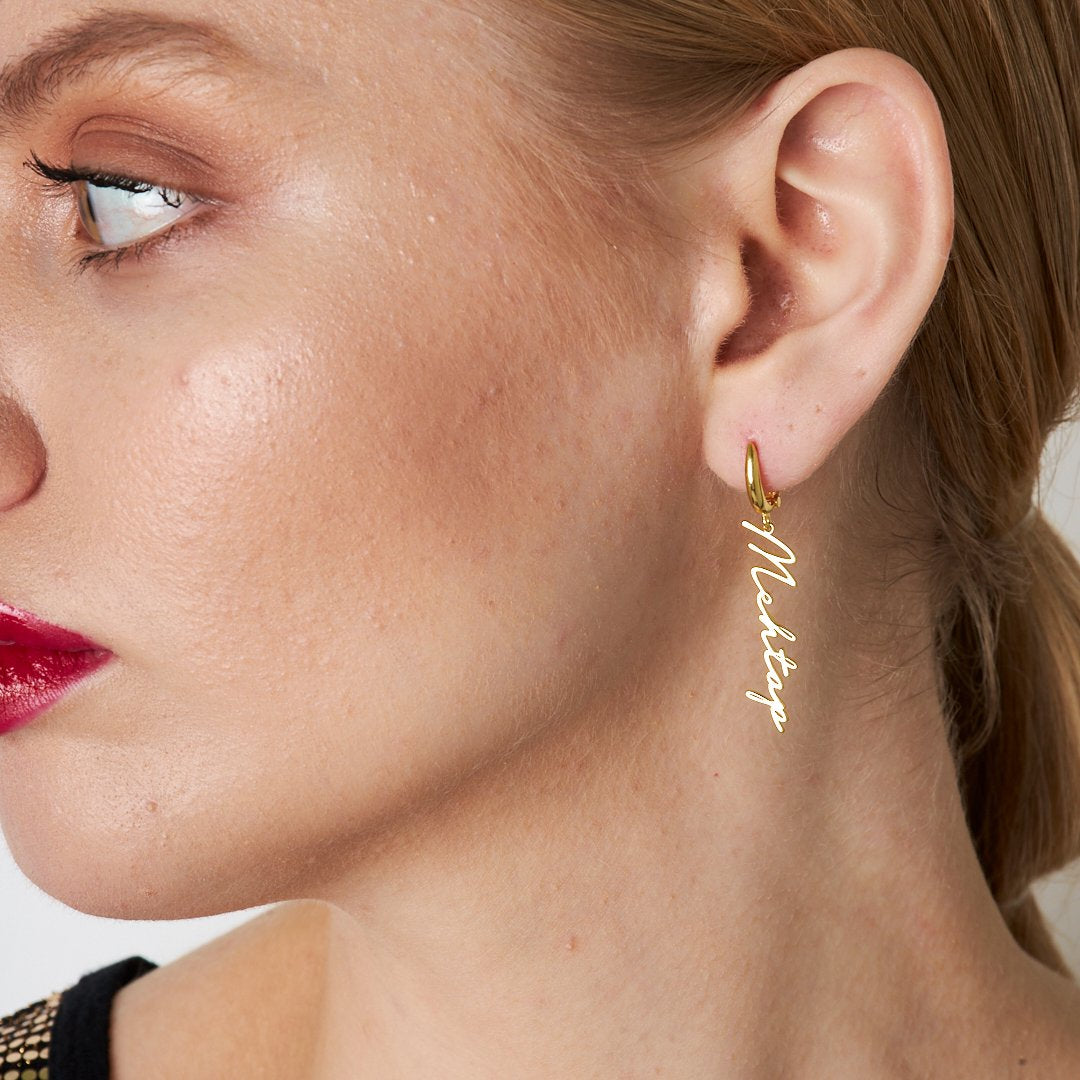 İmzalı İsim küpe - 925 GÜMÜŞ