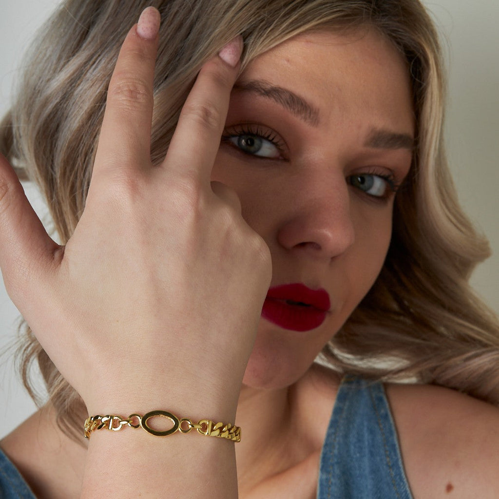 Yuvarlak Gurme Zincir Bileklik - 925 GÜMÜŞ