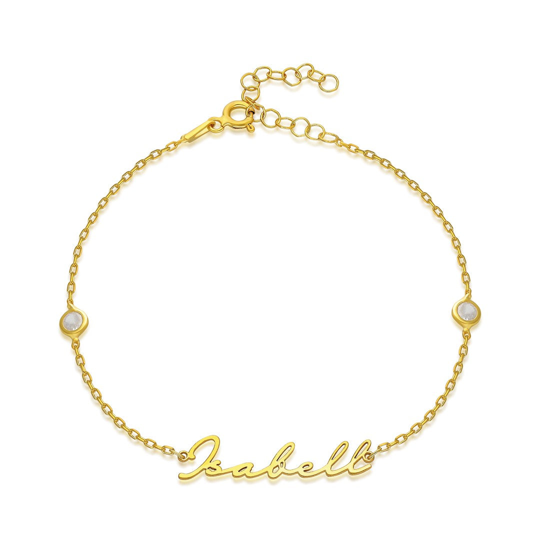 İsimli bileklik - isimli zirkon taşlı bileklik - 925 GÜMÜŞ