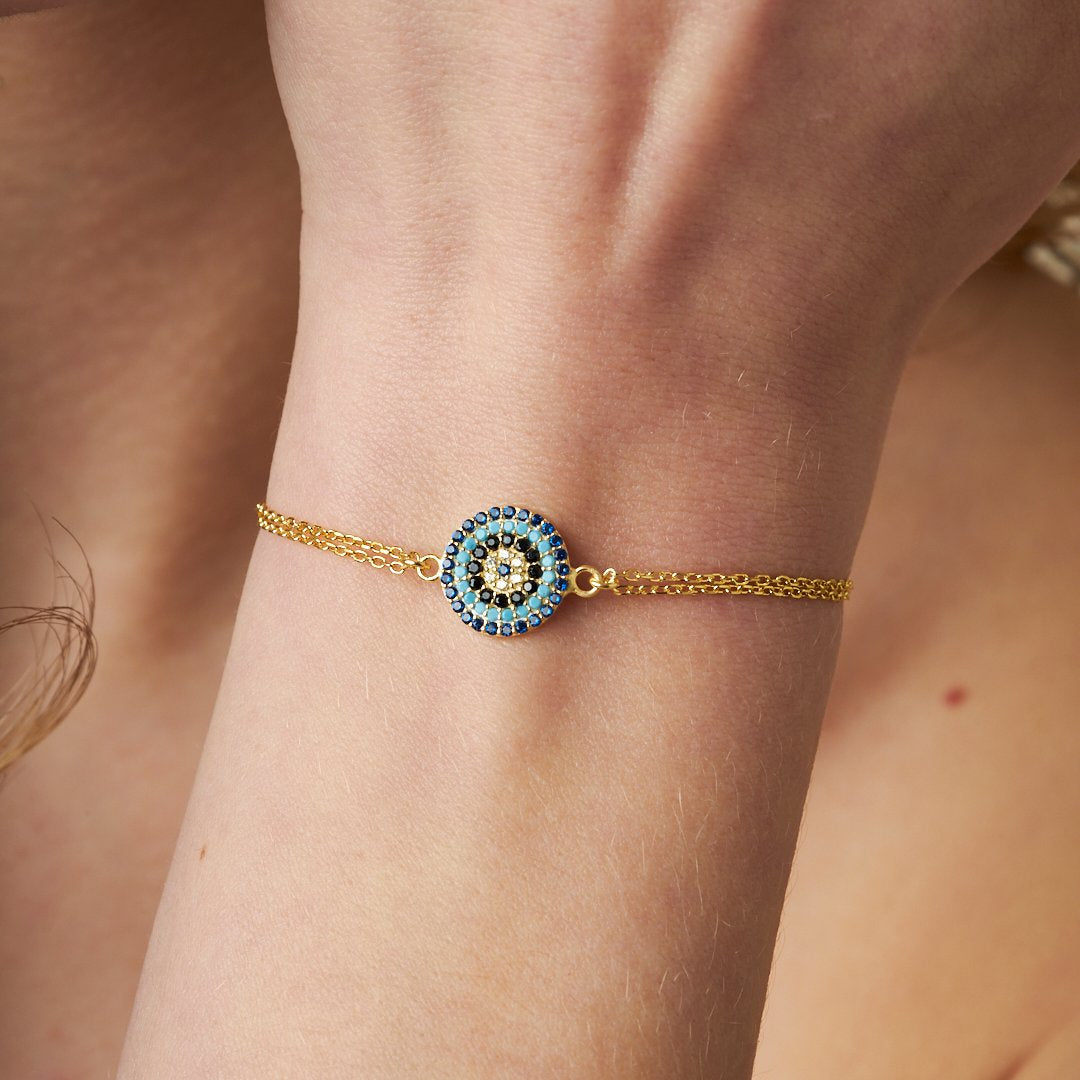 Turkuaz taşlı göz bileklik - 925 GÜMÜŞ