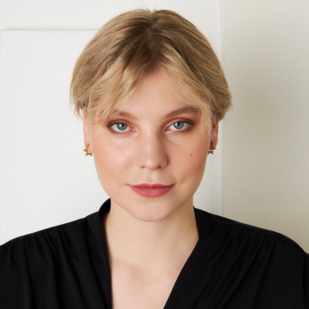 Taşlı Yıldız Küpe - 925 GÜMÜŞ