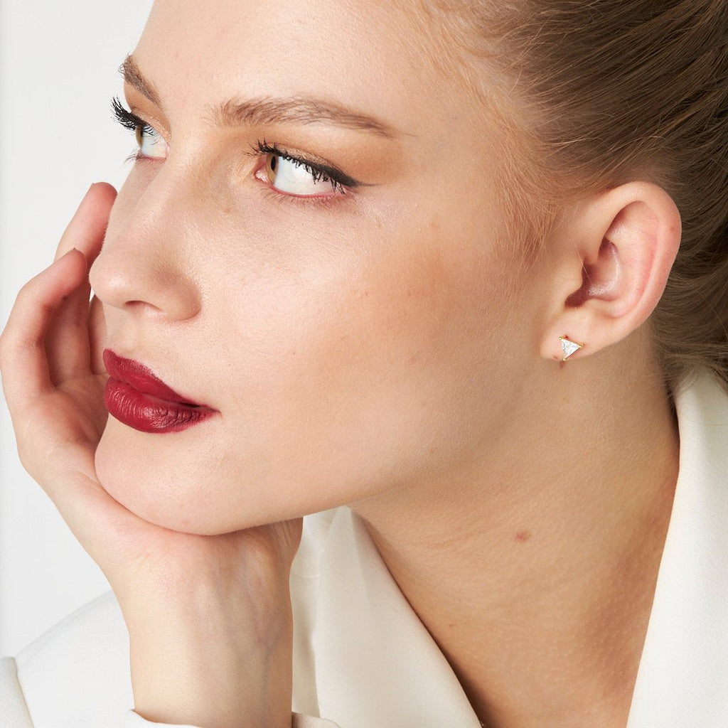 Üçgen Baget Küpe - 925 GÜMÜŞ