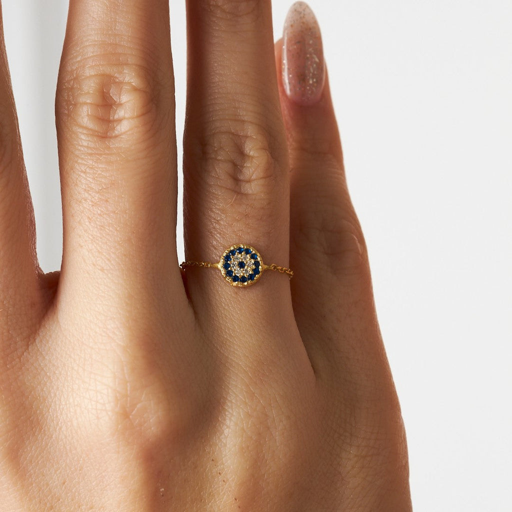 Asansörlü Nazar Yüzük - 925 GÜMÜŞ