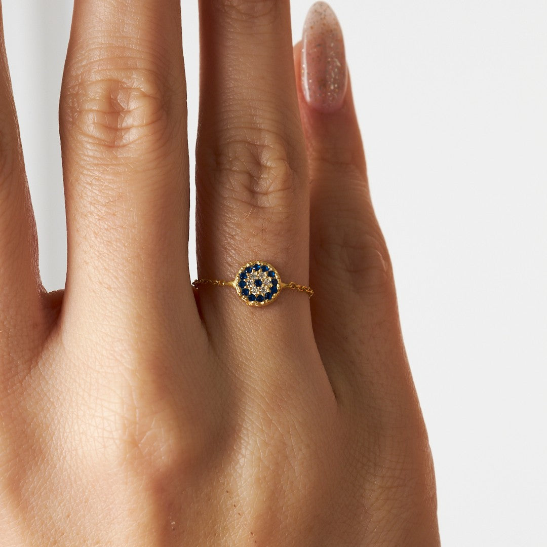 Asansörlü Nazar Yüzük - 925 GÜMÜŞ