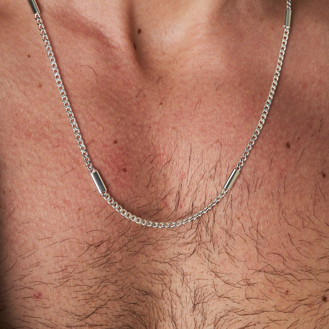 Parçalı Gurme Zincir Kolye - 925 GÜMÜŞ