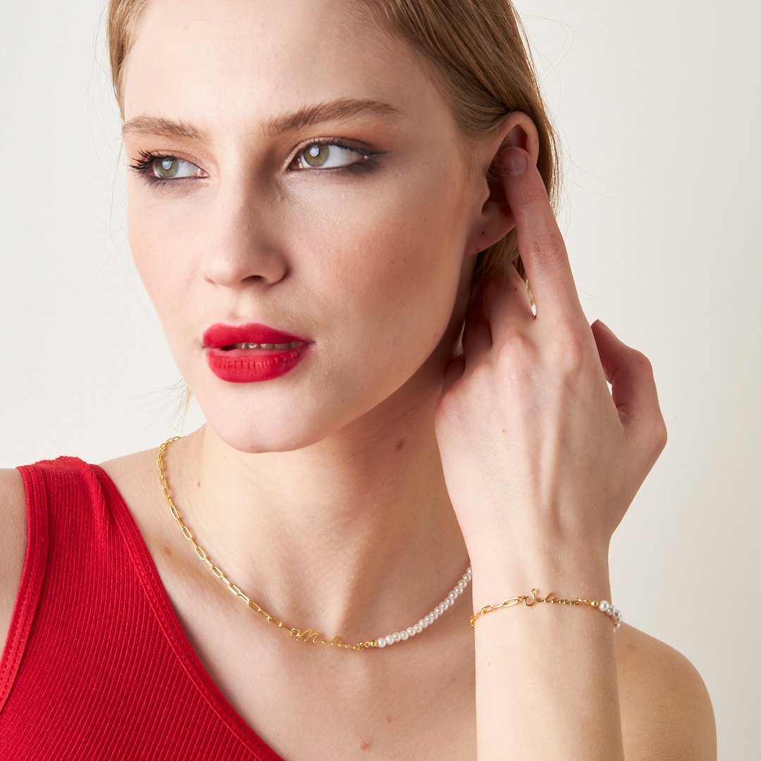 İncili İsim Set - 925 GÜMÜŞ