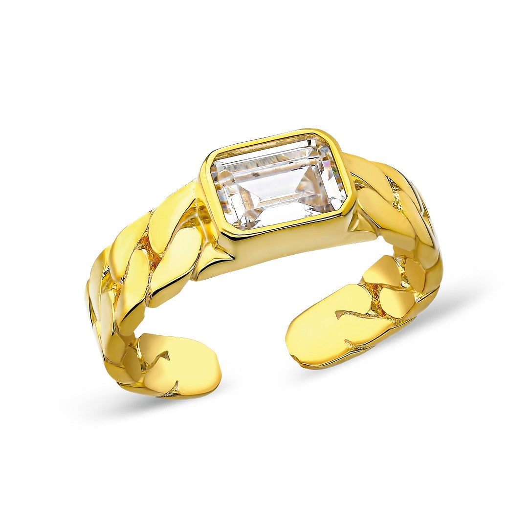 Baget Taş Desenli Yüzük - 925 GÜMÜŞ