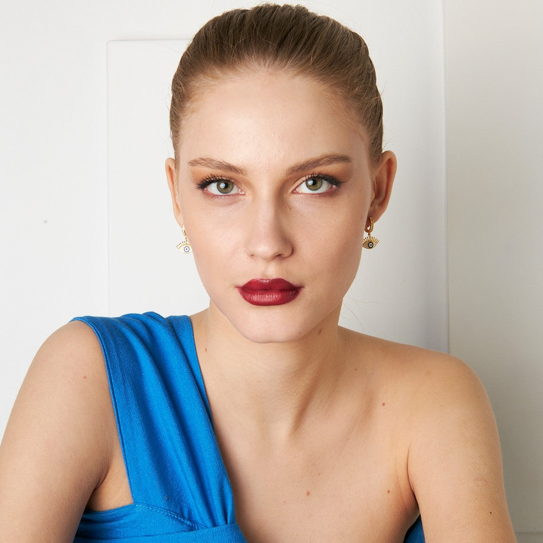 Nazarlı Göz Küpesi - 925 GÜMÜŞ