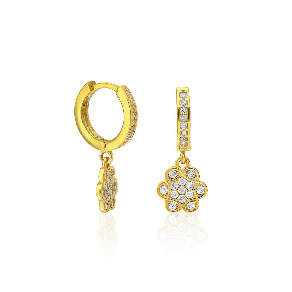 Taşlı Çiçek Küpeleri - 925 GÜMÜŞ