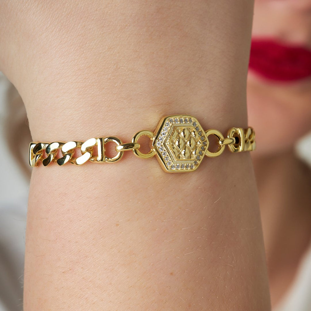 Altıgen Gurme Bileklik - 925 GÜMÜŞ