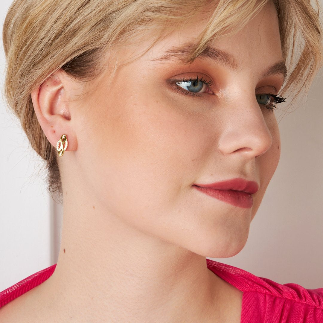 Taşlı Sonsuzluk Küpe - 925 GÜMÜŞ