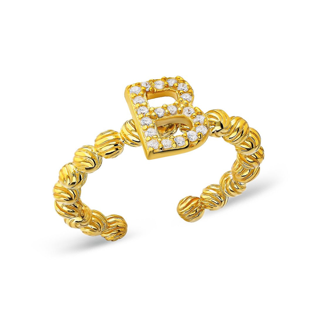 Dorica Taşlı Ve Harfli Yüzük - 925 GÜMÜŞ