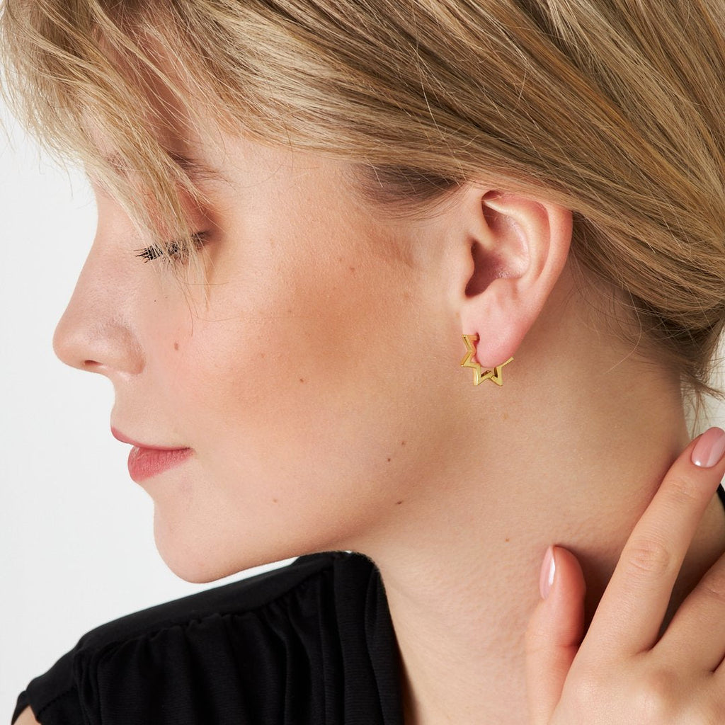 Taşsız Yıldız Küpe - 925 GÜMÜŞ