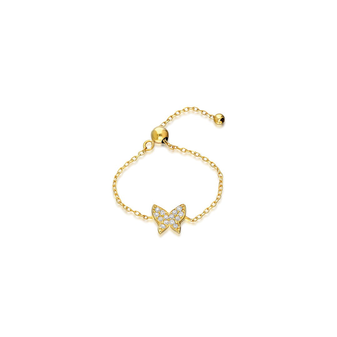 Asansörlü Taşlı Kelebek Yüzük - 925 GÜMÜŞ