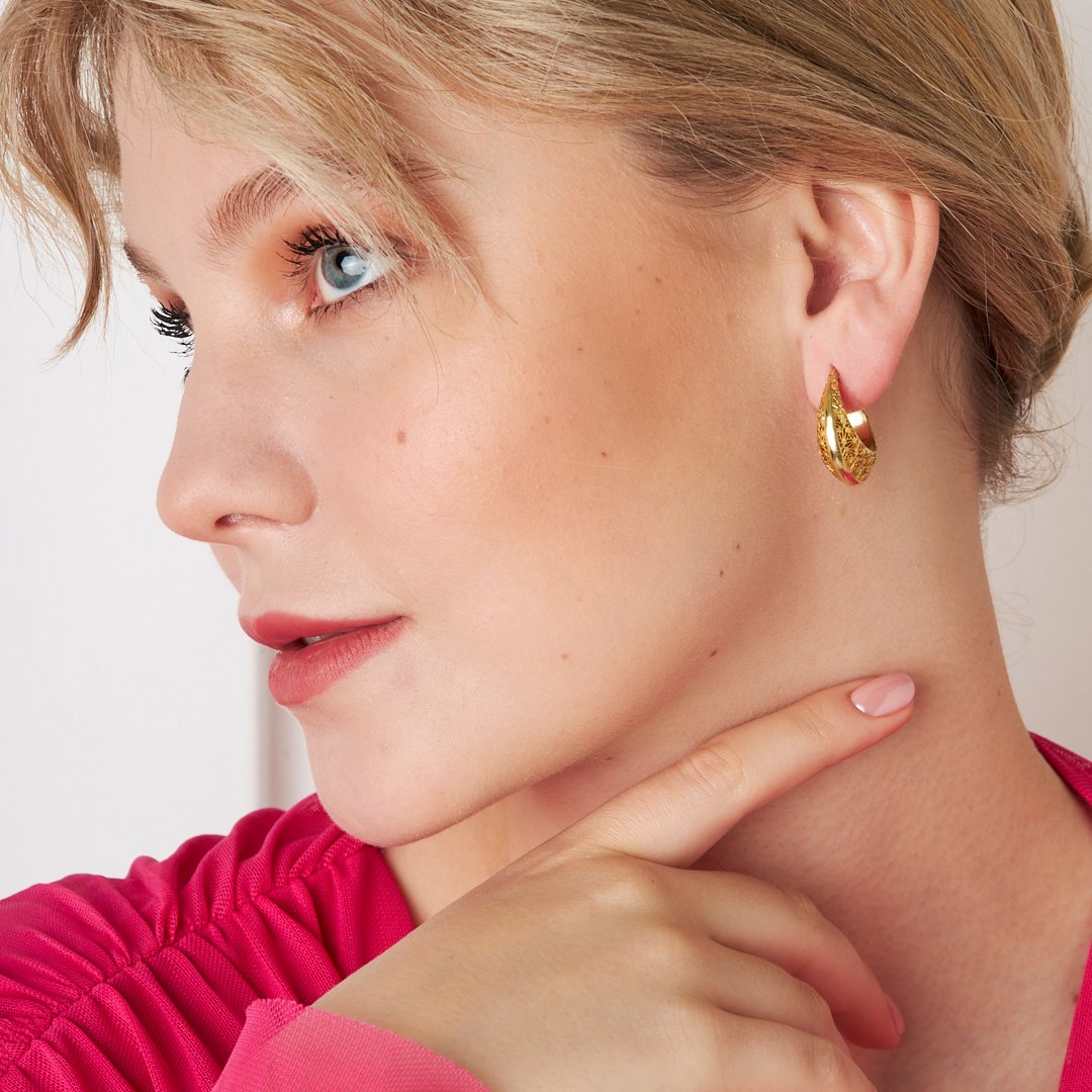 Petek Tasarımlı Küpe - 925 GÜMÜŞ