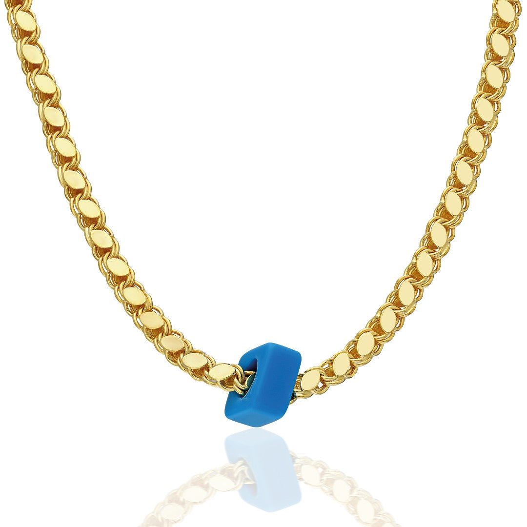 Doğal Taş Payet Halab Zincir Kolye - 925 GÜMÜŞ