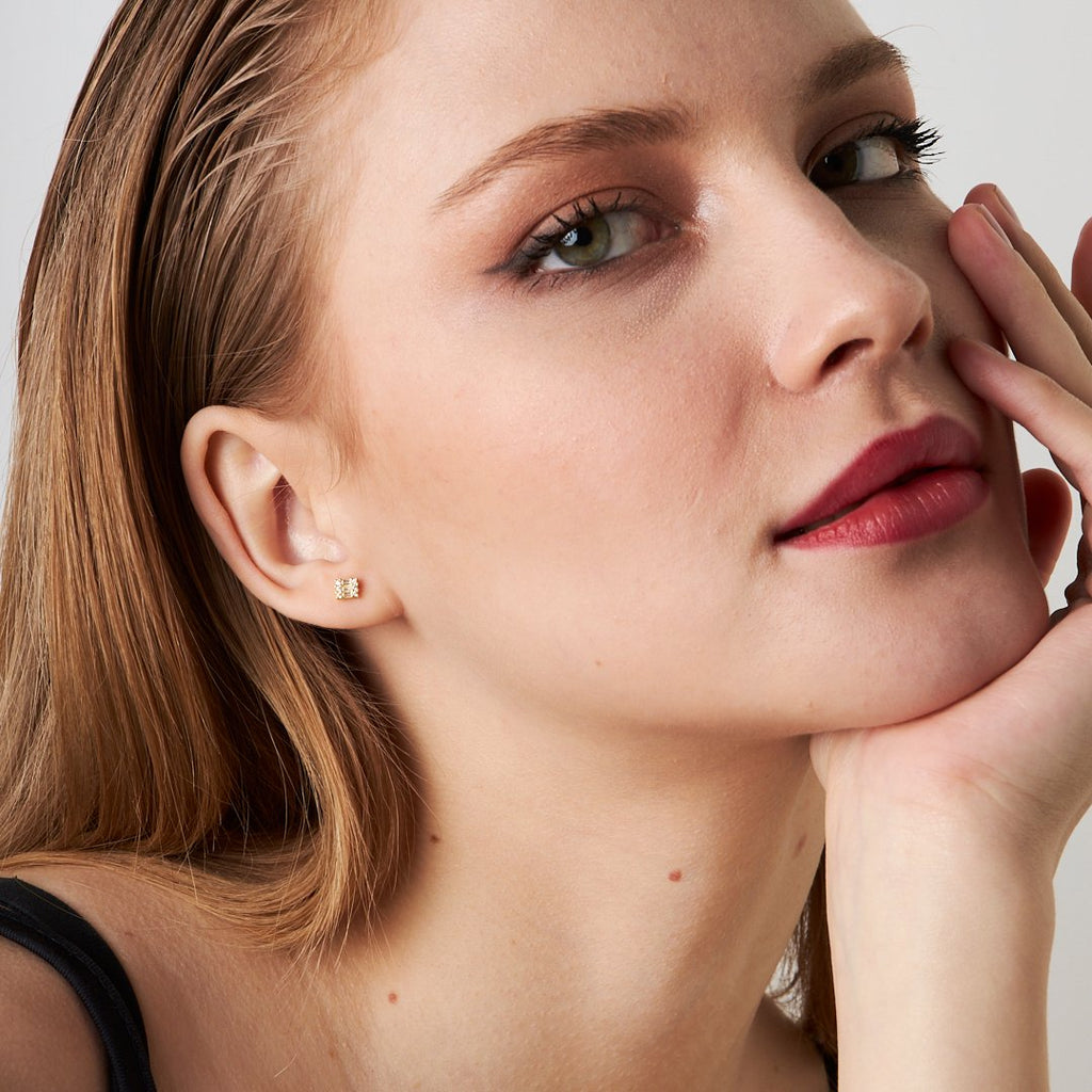 Üç Sıra Taşlı Baget Piercing - 925 GÜMÜŞ