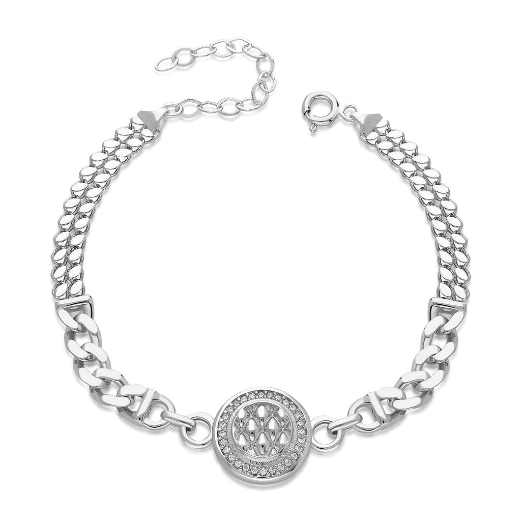 Yuvarlak İki Zincirli Model Bileklik - 925 GÜMÜŞ