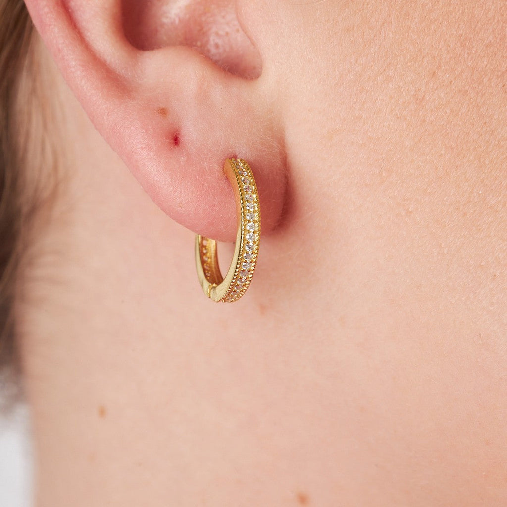 Taşlı Yuvarlak Küpe - 925 GÜMÜŞ