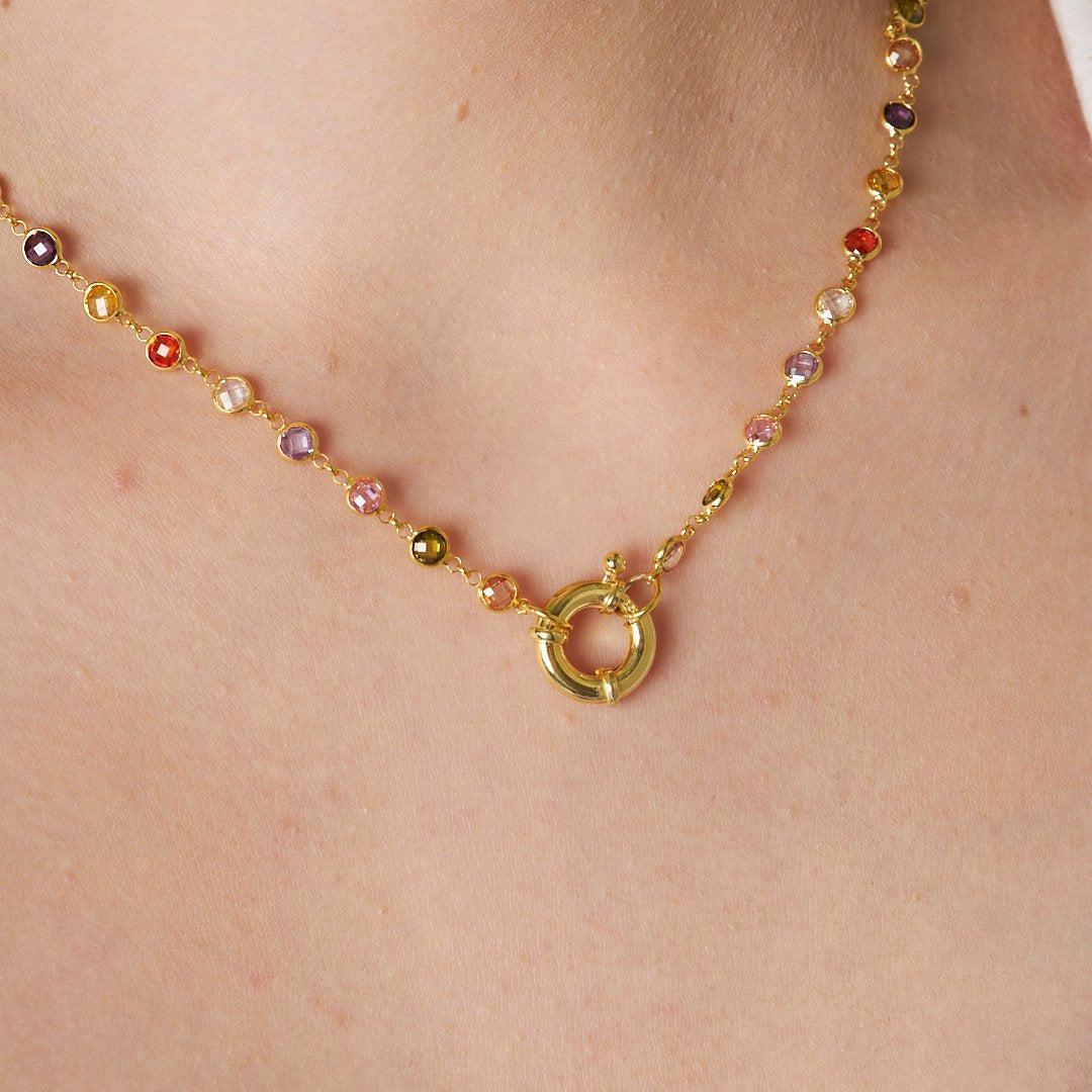 Denizci renkli zincir kolye - 925 GÜMÜŞ