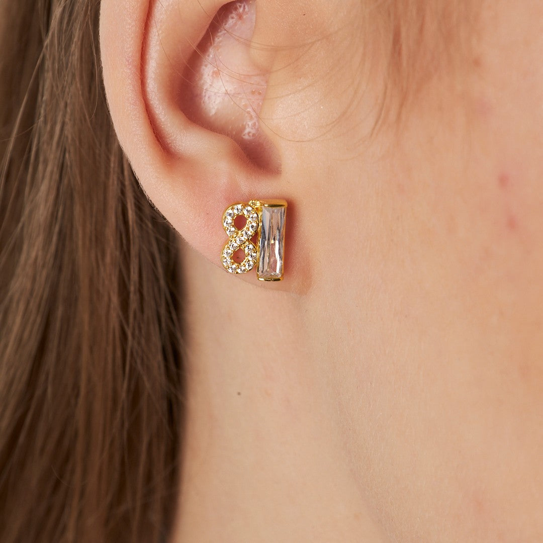 Baget Taşlı Sonsuz Küpe - 925 GÜMÜŞ