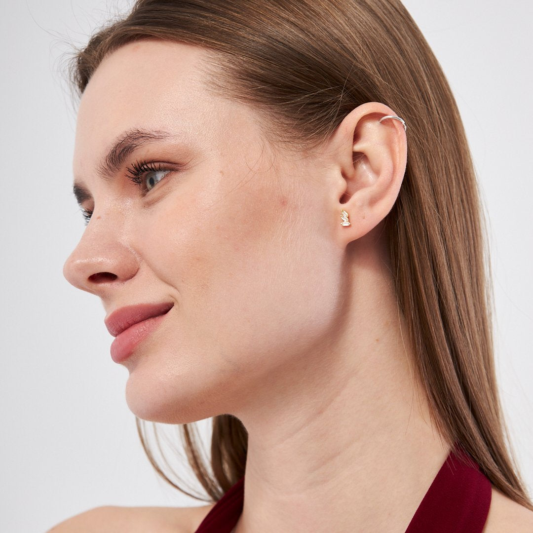 Üçlü Baget Taşlı Piercing - 925 GÜMÜŞ