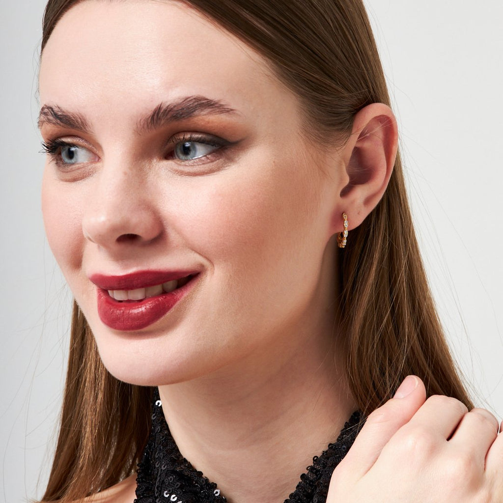 Zirkonya Halka Küpeler - 925 GÜMÜŞ