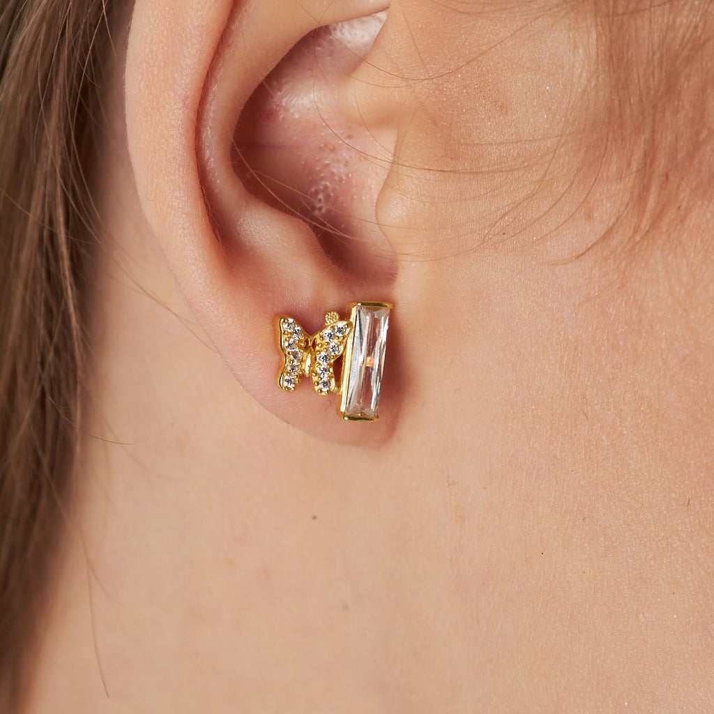 Kelebekli Baget Küpe - 925 GÜMÜŞ