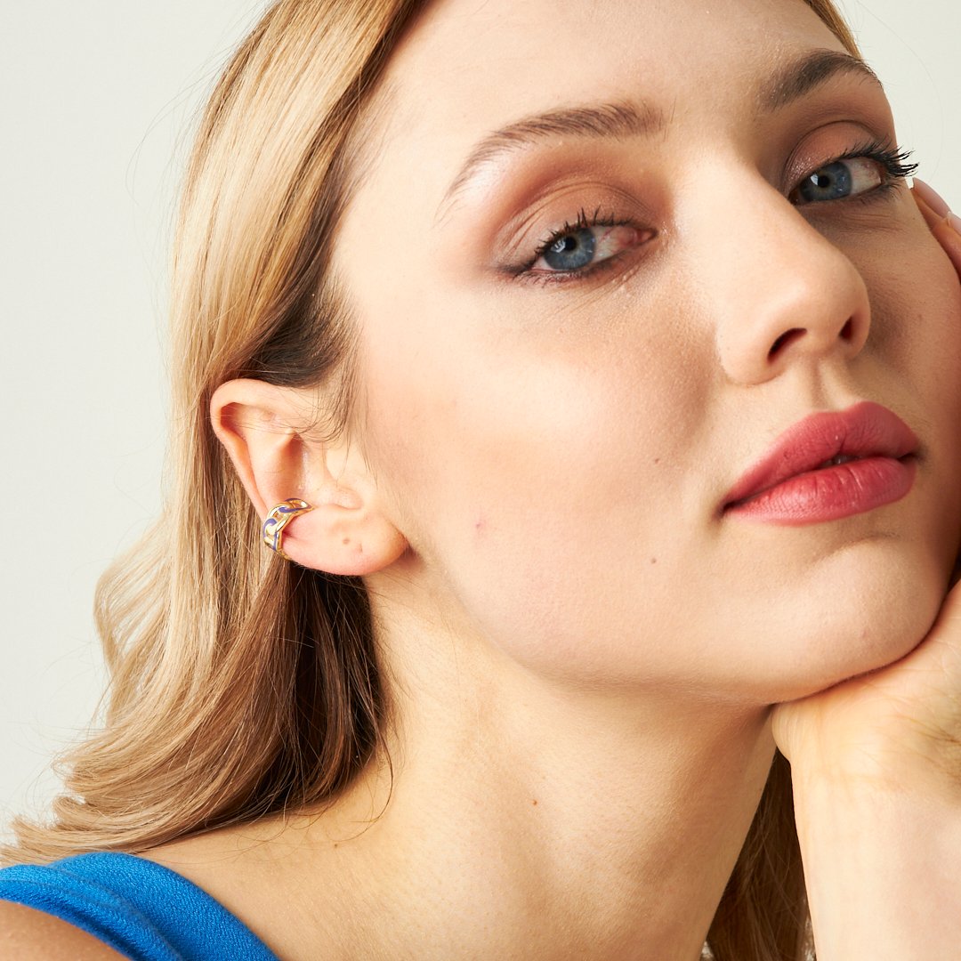 Agua Taşlı Kıkırdak Küpe - 925 GÜMÜŞ