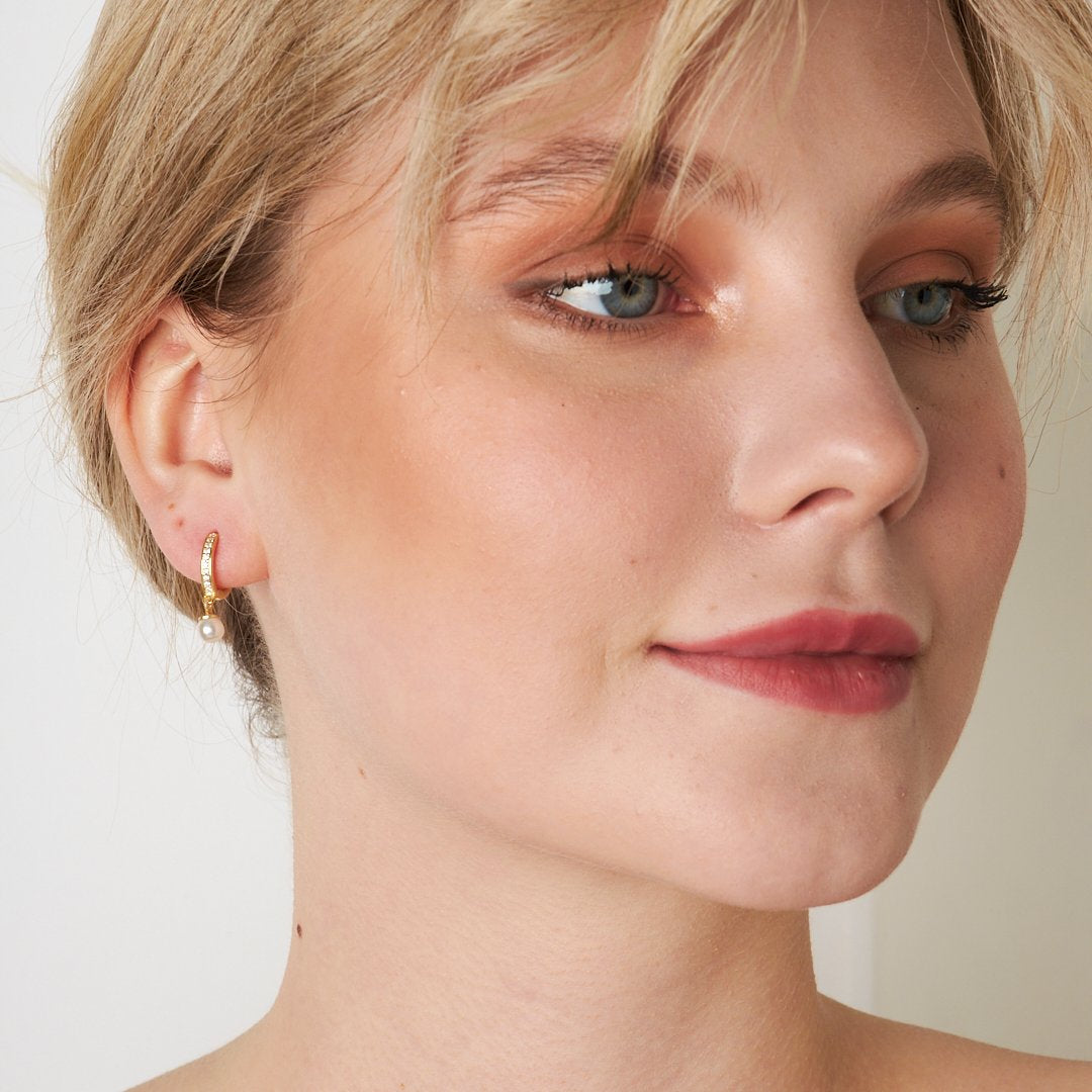 İncili Zirkon Küpe - 925 GÜMÜŞ