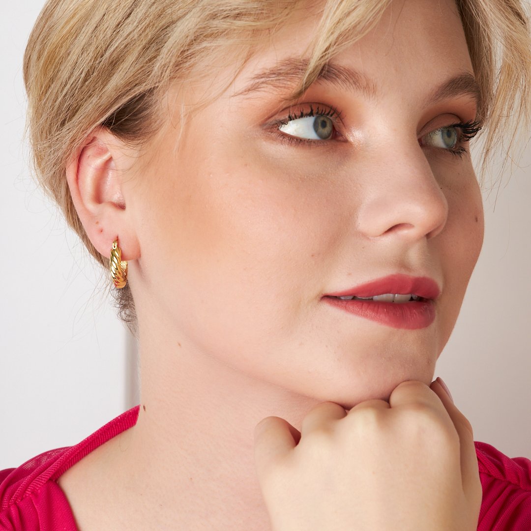 Kalın Bükümlü Halka Küpeler - 925 GÜMÜŞ