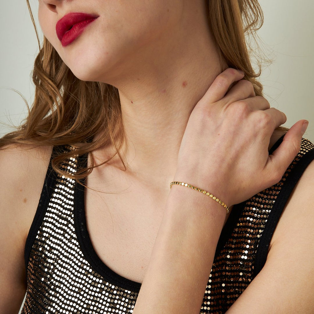 Boncuklu Top Zincir Bileklik - 925 GÜMÜŞ