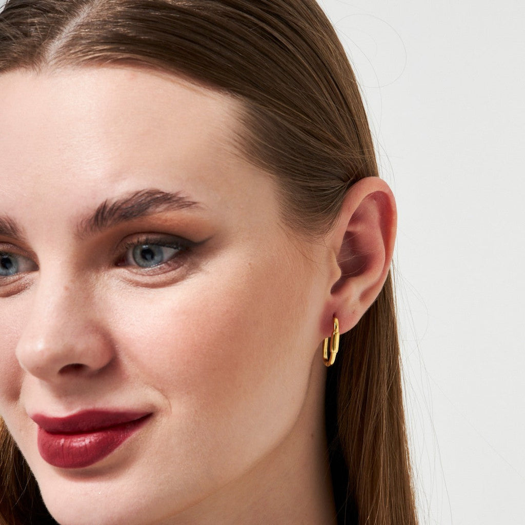 Oval Silindirik Halka Küpeler - 925 GÜMÜŞ