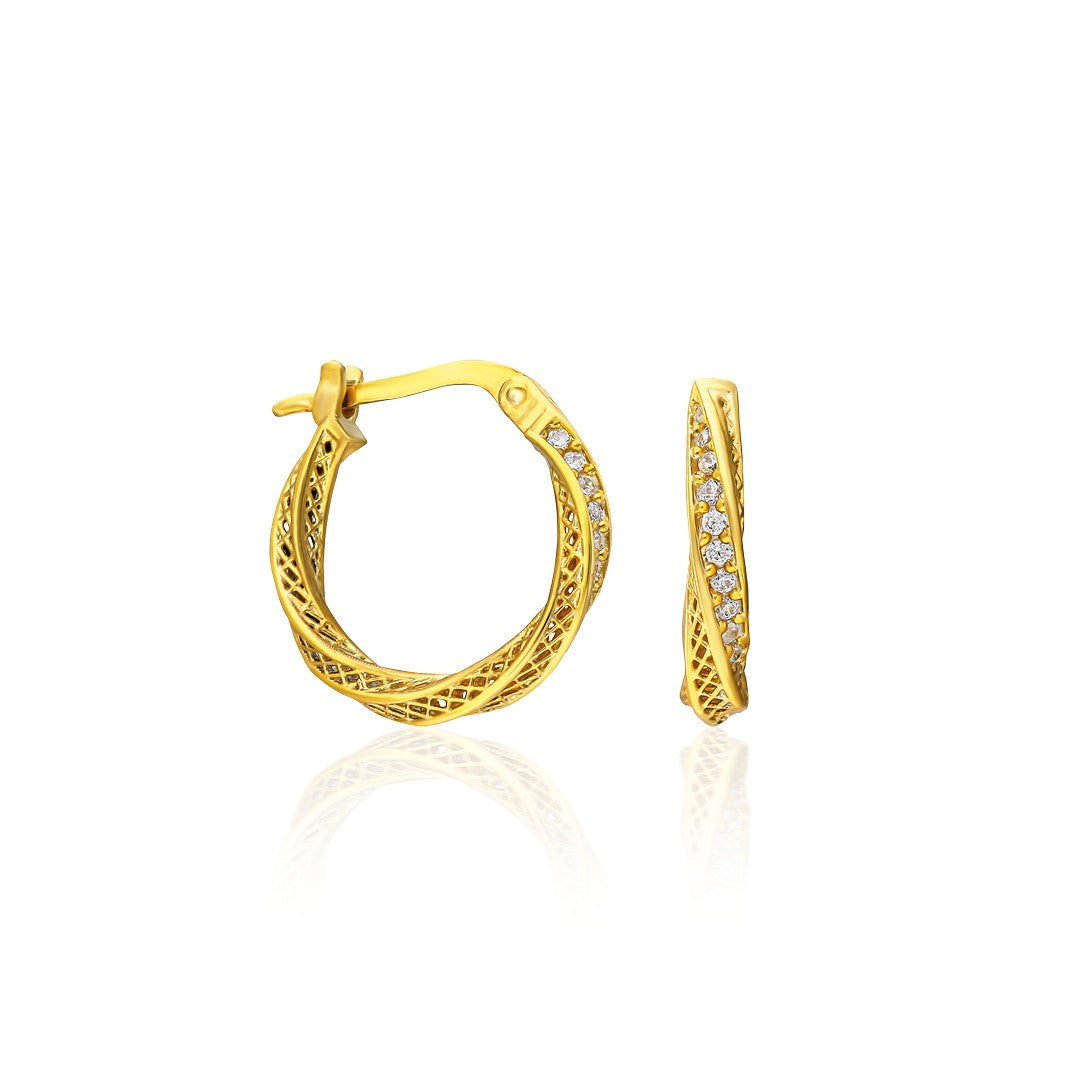 Taşlı Bükülmüş Küpe - 925 GÜMÜŞ