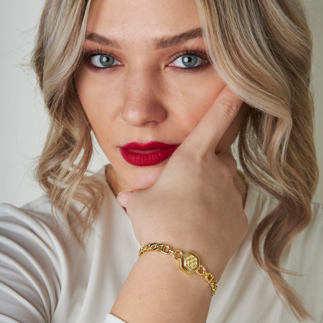 Altıgen Zincir Bileklik - 925 GÜMÜŞ