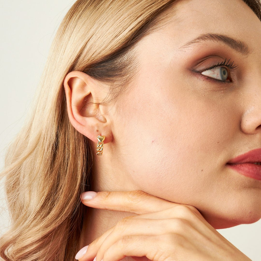 Tek Taşlı Büküm Küpe - 925 GÜMÜŞ