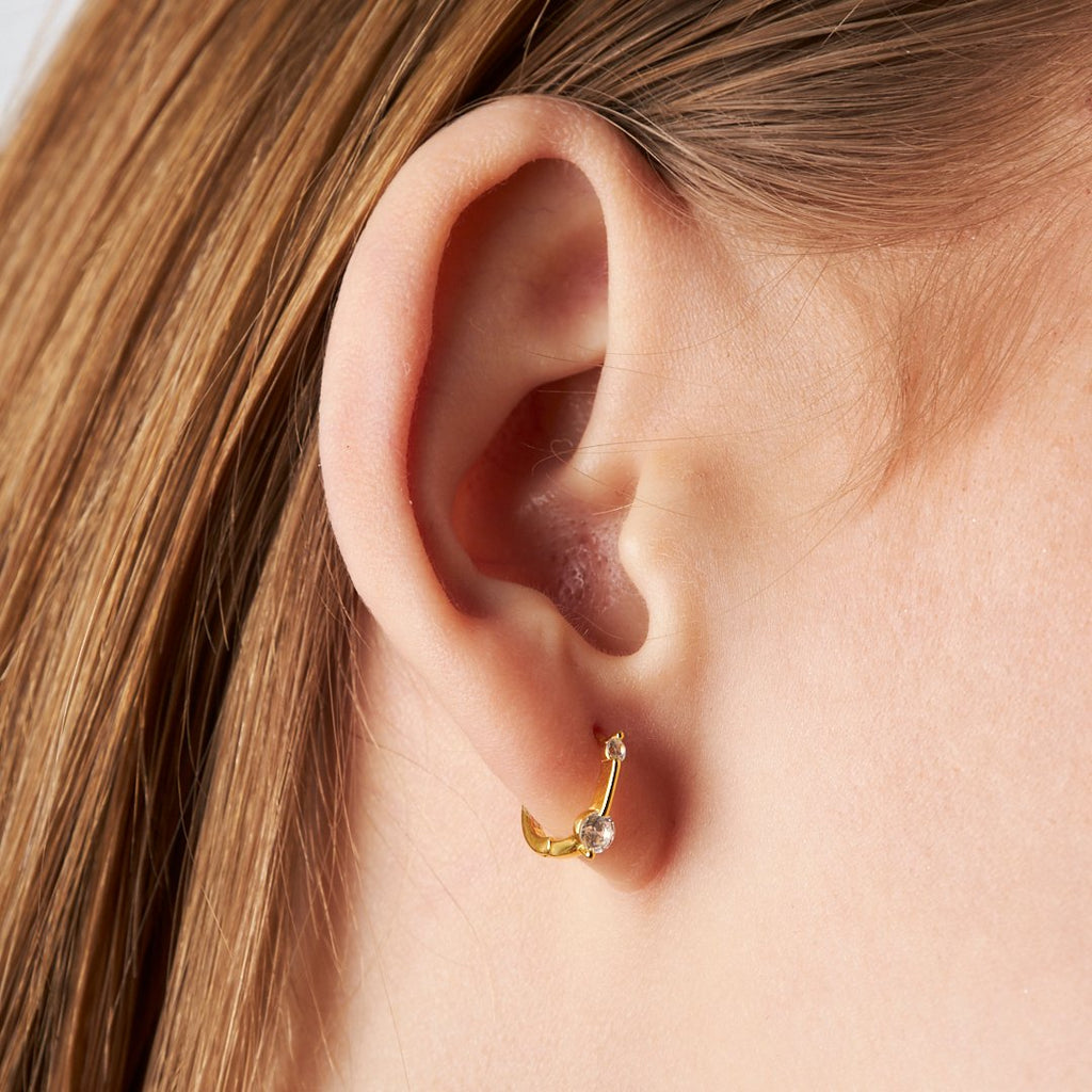 İkili Taş Piercing - 925 GÜMÜŞ