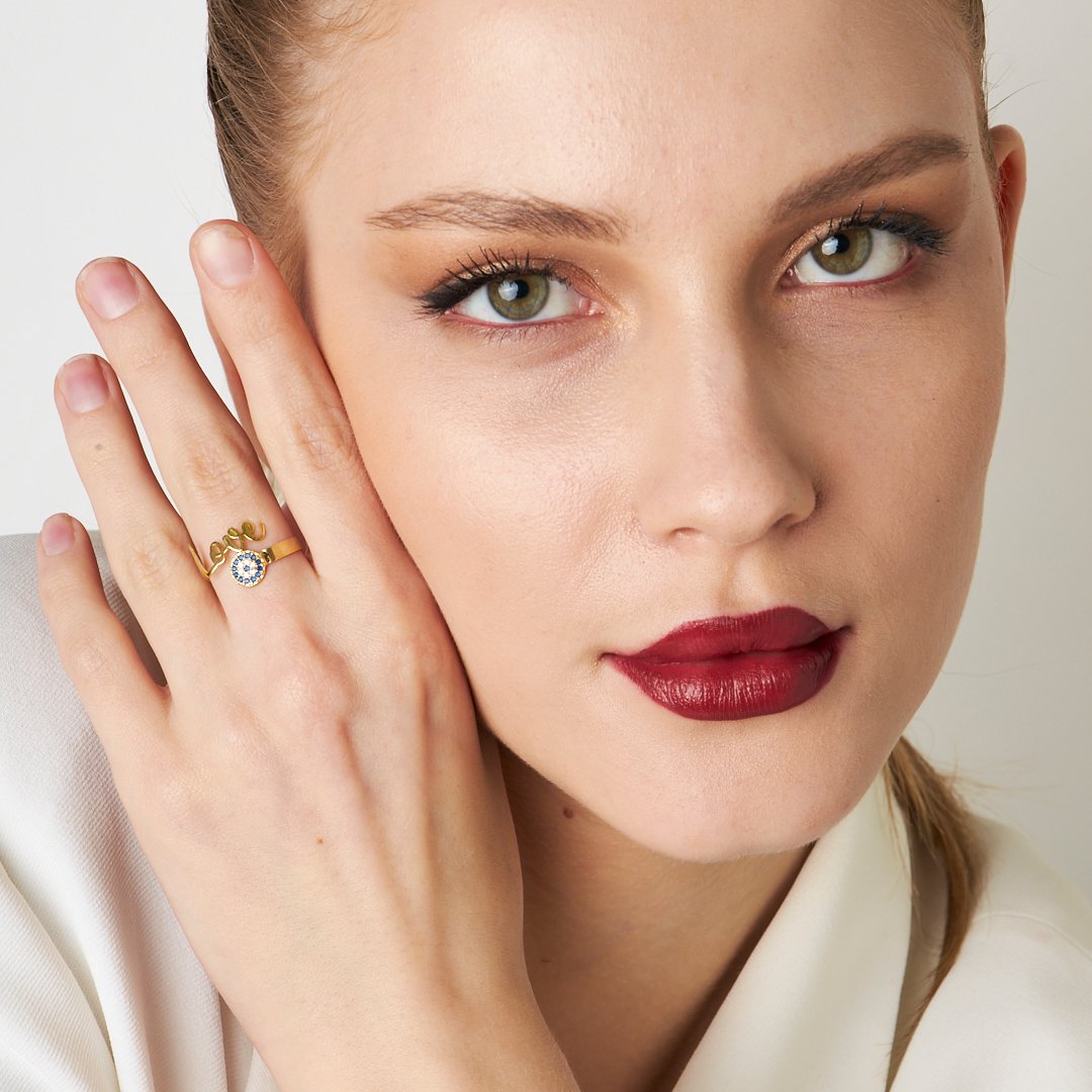 Nazarlı Love Yüzük - 925 GÜMÜŞ