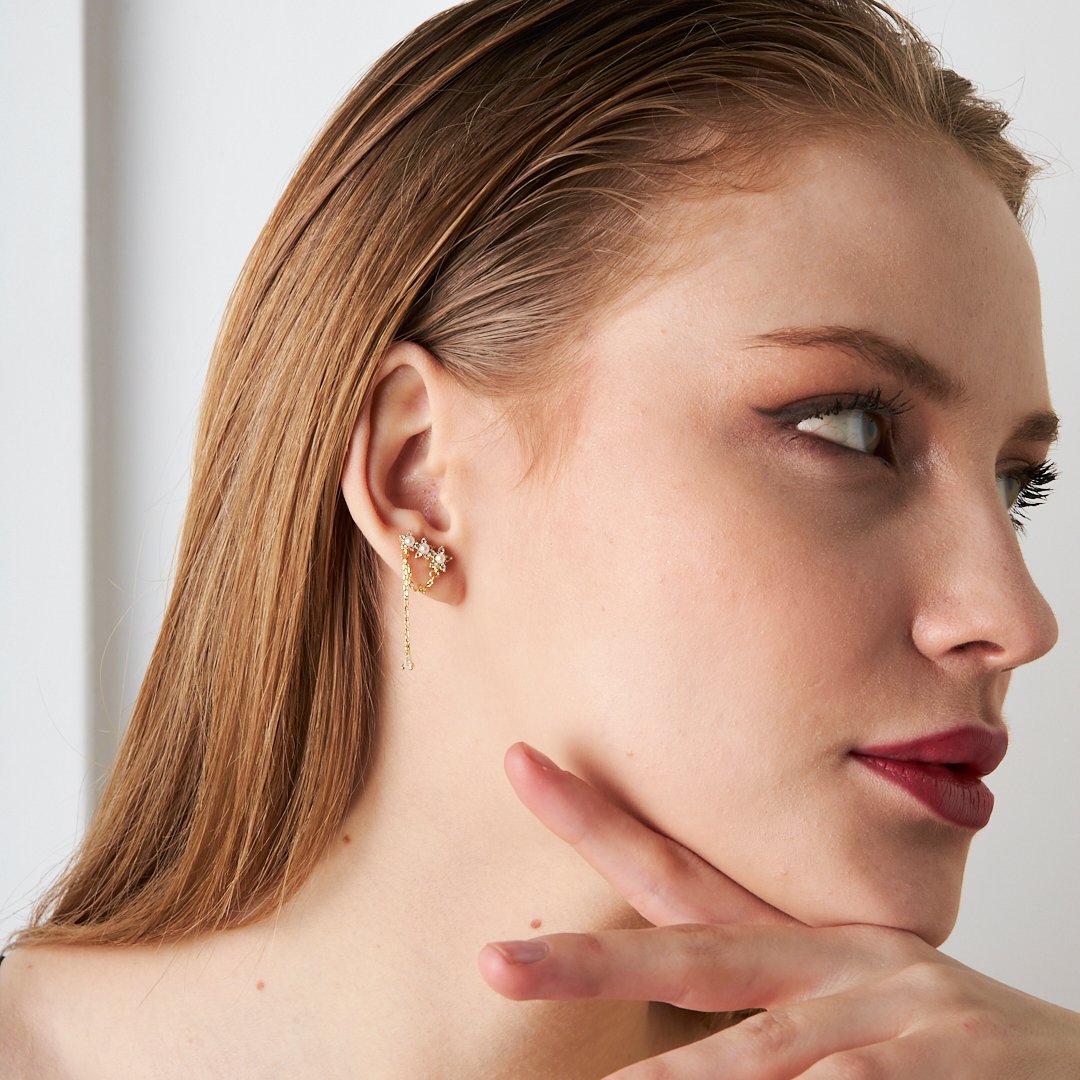 Taşlı Zincir Piercing - 925 GÜMÜŞ